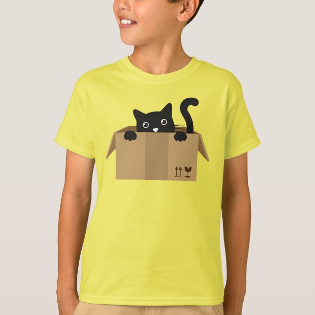 Katt i en låda Djuredesign T Shirt (Framsida)