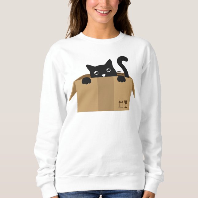 Katt i en låda Djuredesign T Shirt (Framsida)