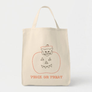 Katt i en pumkin Halloween teckning-påse Tygkasse