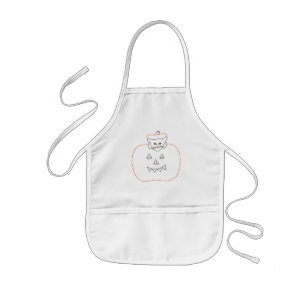 Katt i en pumkin teckning, Halloween aprons Barnförkläde