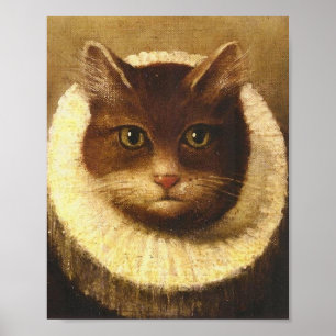 Katt i en Ruff Cute Victorian Art Vintage Poster