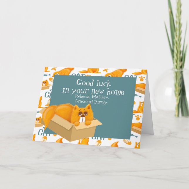 Katt i en ruta Nytt hem Kort (Framsida)