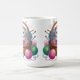 Katt i ett garn Basket med Tea - Mysigt hantverk Kaffemugg