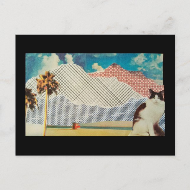 Katt i ett konstigt landskap vykort (Framsida)