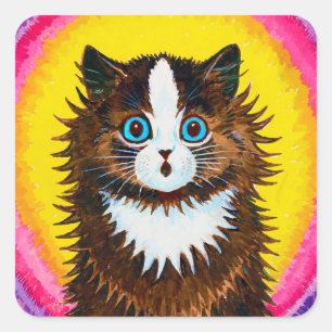 Katt i ett regnbåge, Louis Wain Fyrkantigt Klistermärke