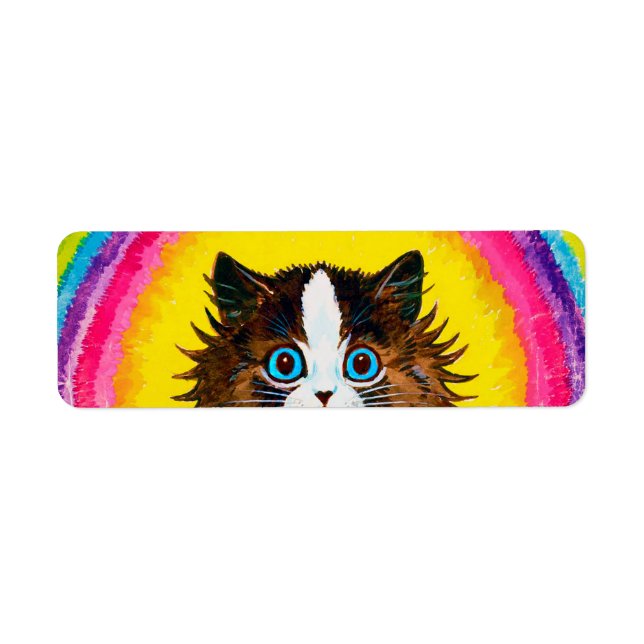 Katt i ett regnbåge, Louis Wain Returadress Etikett (Framsidan)