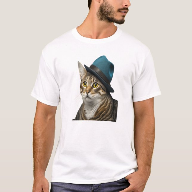 Katt i Fedora Manar grundläggande T-Shirt-design T Shirt (Framsida)