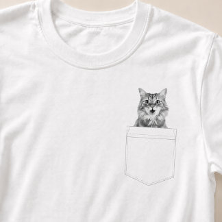 Katt i ficka | Anpassad husdjursfoto B & W T Shirt