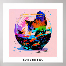 Katt i fiskskål poster