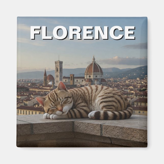 Katt i Florence Italien Duomo Travel Magnet (Framsidan)