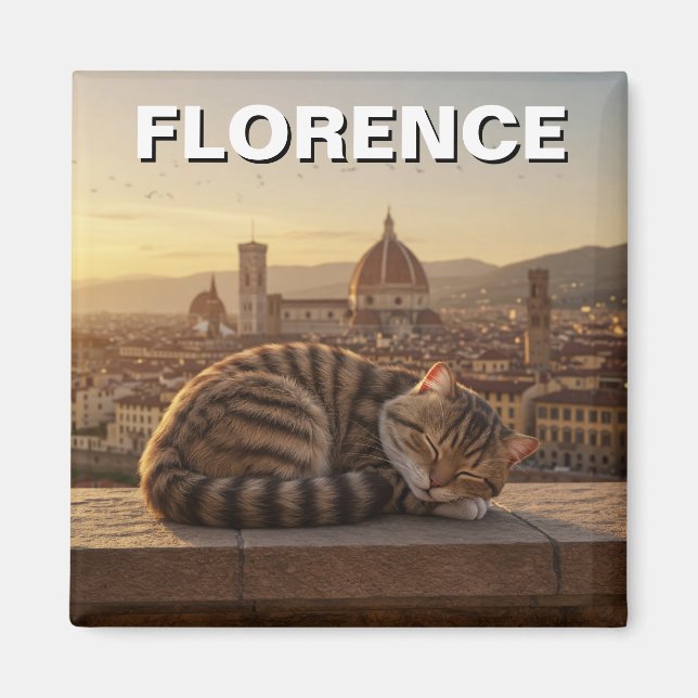 Katt i Florence Italien Duomo Travel Magnet (Framsidan)