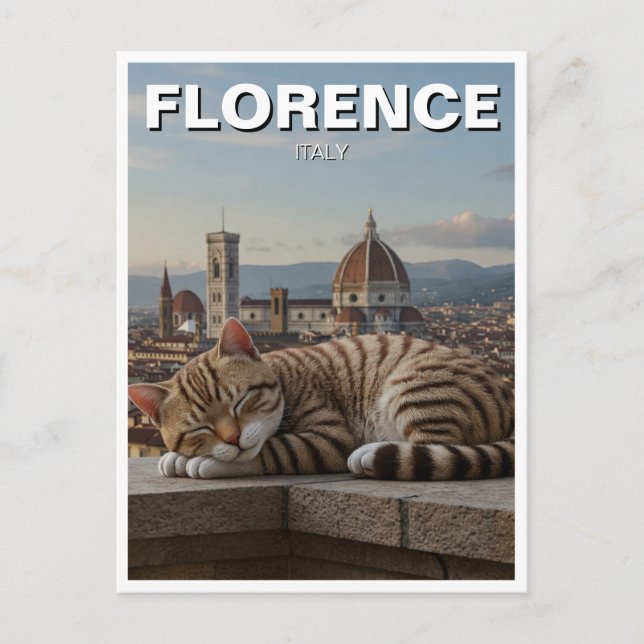 Katt i Florence Italien Duomo Travel Vykort (Framsida)