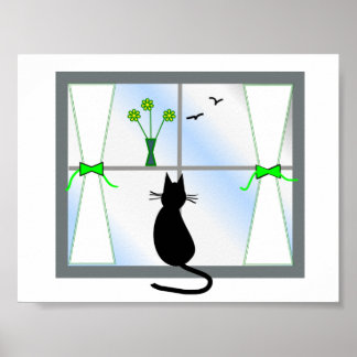 Katt i fönster&gail. poster