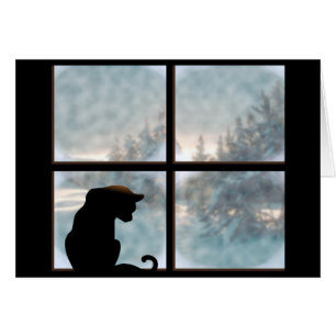 katt i fönster hälsningskort