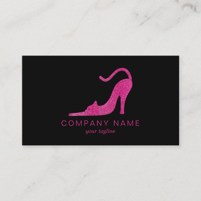 Katt i form av hög klåda i rosa färg visitkort (Framsida)