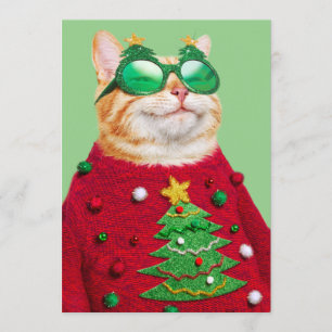Katt i ful jultröja inbjudningar