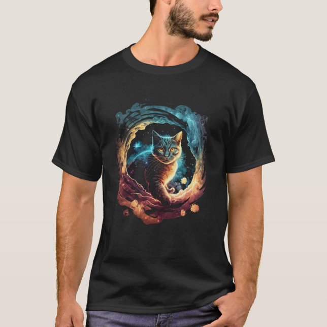 Katt i Galaxy och spaltkatthuvud 2 T Shirt (Framsida)