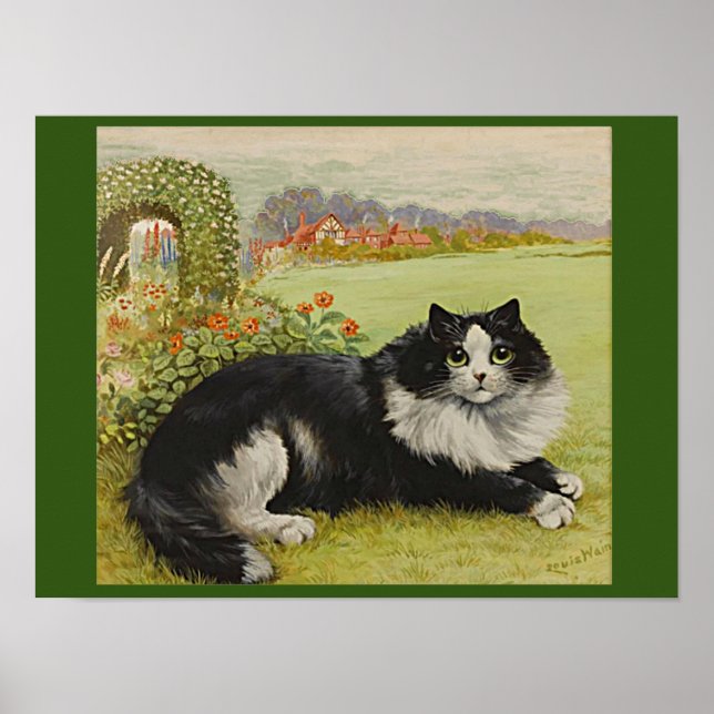 Katt i Garden av Louis Wain Card Poster (Framsidan)