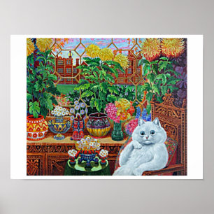 Katt i Garden Room av Louis Wain Poster