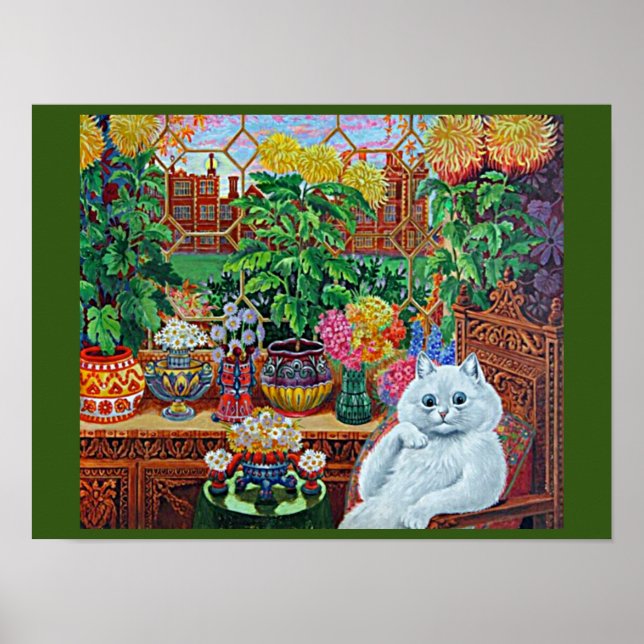 Katt i Garden Room av Louis Wain Poster (Framsidan)