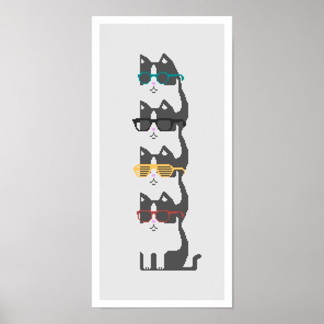 Katt i glasform Pixel Art Poster (Framsidan)