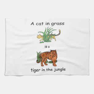 Katt i gräs är en tiger i djungeln kökshandduk
