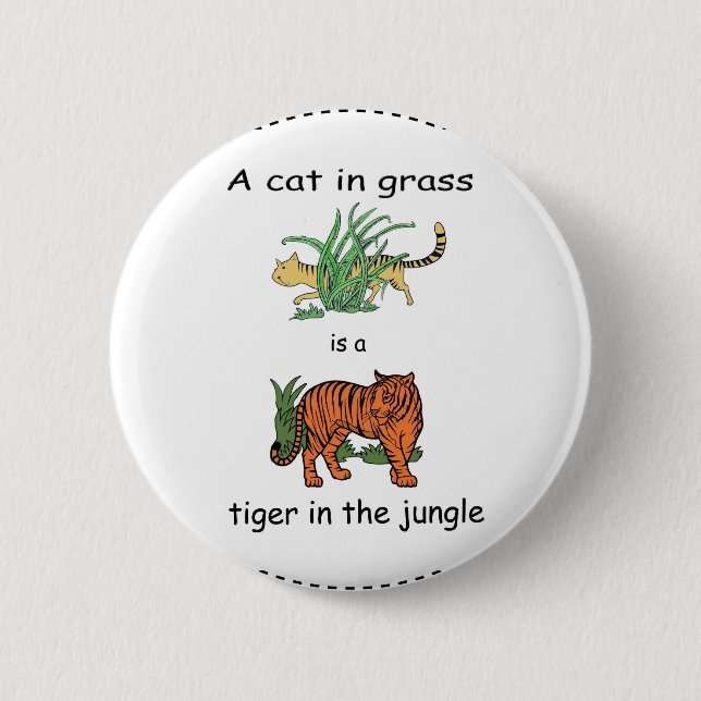 Katt i Grass är en tiger i Jungle Knapp (Framsida)