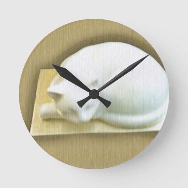 Katt i Guld Box II Rund Klocka (Framsida)