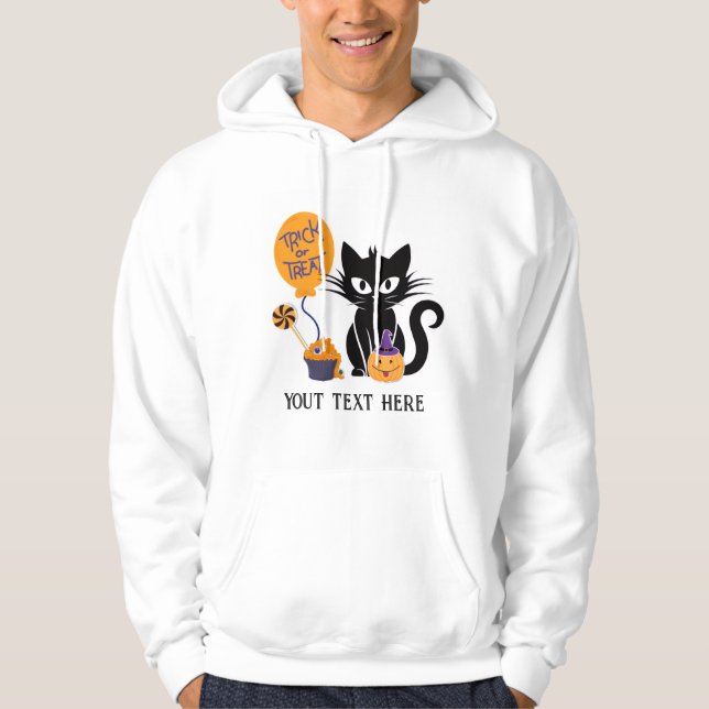 katt i halloween redigerbar hoodie (Framsida)