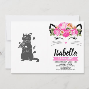 Katt i halsdukar för vintern-Välj tillbaka färg Inbjudningar