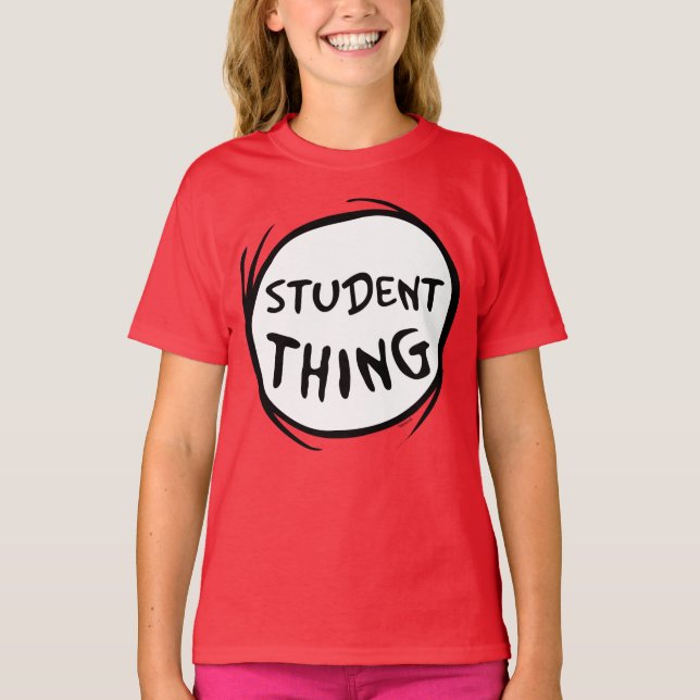 Katt i Hat Sak 1 Sak 2 Student Sak T Shirt (Framsida)