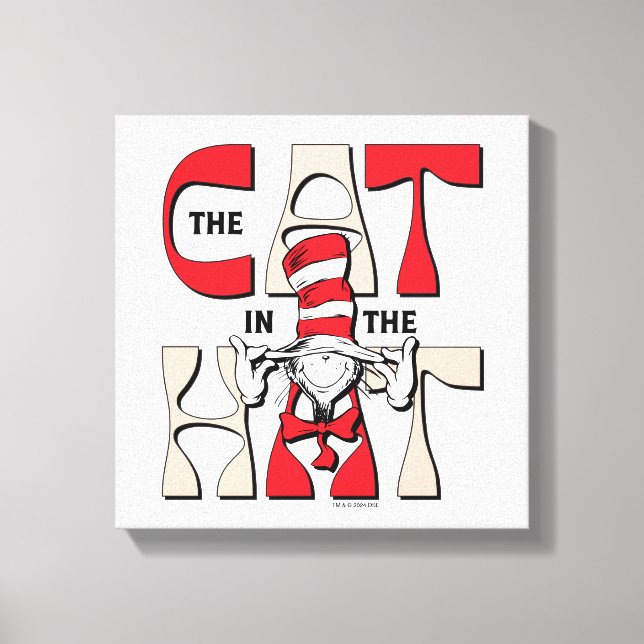 Katt i hatt | Fåniget katt i hatten Canvastryck (Framsida)