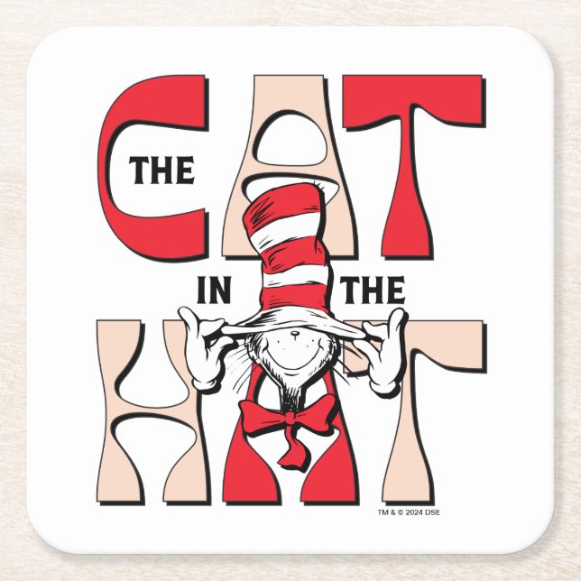 Katt i hatt | Fåniget katt i hatten Underlägg Papper Kvadrat (Framsidan)