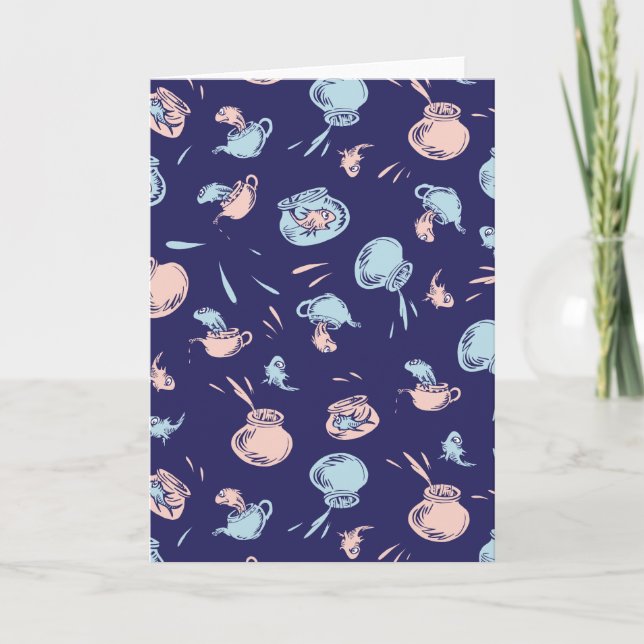 Katt i hatt | Fisken Mönster Kort (Framsida)