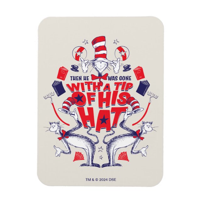 Katt i hatt| Han var Borta med en hatt Magnet (Vertikal)