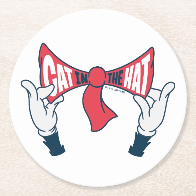 Katt i hatt | Katttextruta Underlägg Papper Rund (Framsidan)