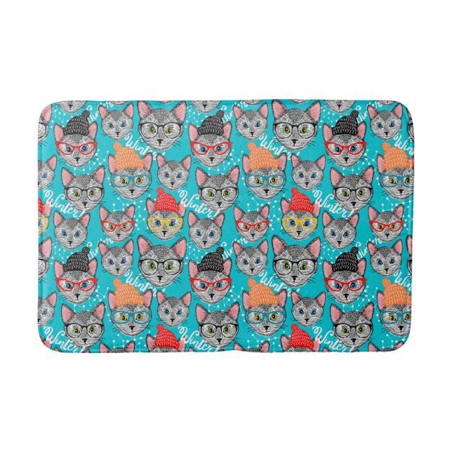 Katt i hatten badrumsmatta (Framsidan)