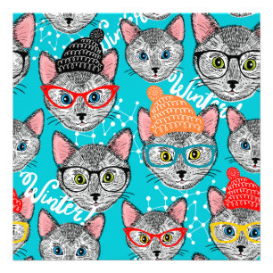 Katt i hatten fototryck