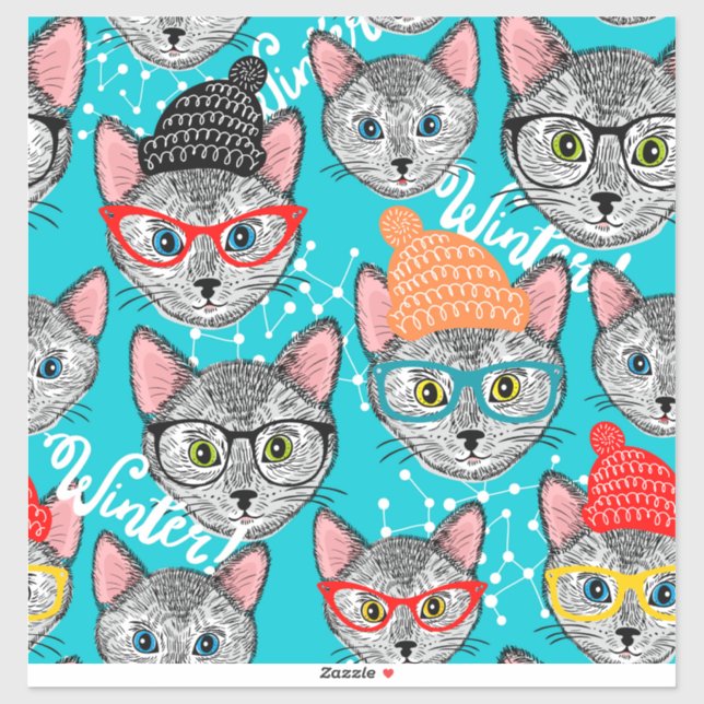 Katt i hatten klistermärken (Ark)