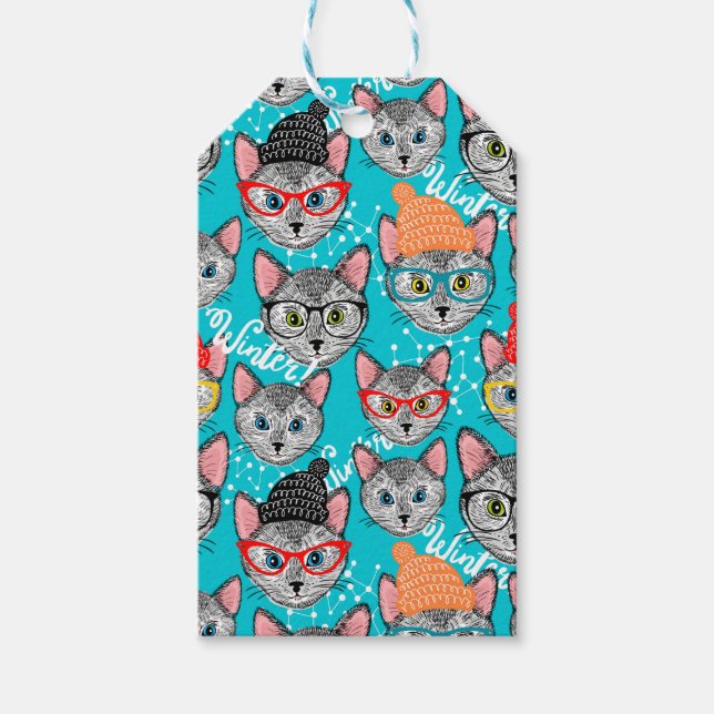 Katt i hatten presentetikett (Framsidan)