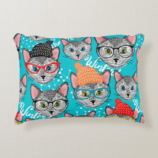 Katt i hatten prydnadskudde (Framsidan)