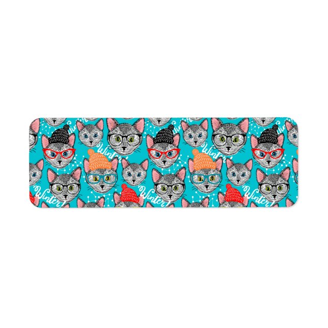 Katt i hatten returadress etikett (Framsidan)