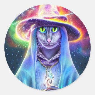 Katt i hatten runt klistermärke