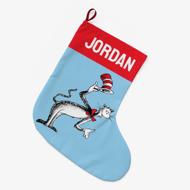 Katt i hatten tar en bow stor julstrumpa (Framsidan (Hängande))