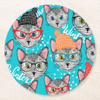 Katt i hatten underlägg papper rund