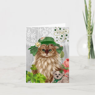 Katt i hattSts Patrick dag Notecard Kort