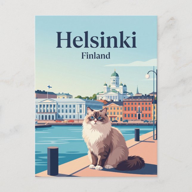 Katt i Helsingfors Finland Vykort (Framsida)