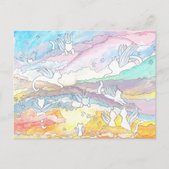 Katt i himlen, sympati, förlust av husdjur vykort (Framsida)