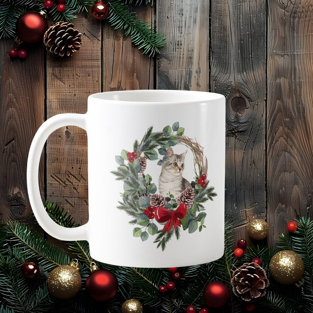 Katt i julfransen kaffemugg (Cat in Christmas Wreath Coffee Mug
)