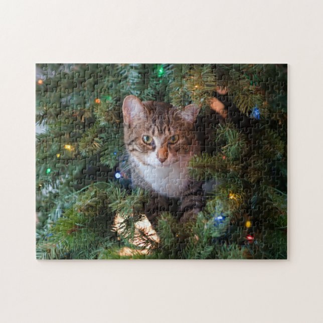 Katt i Julgran Pussel (Horisontell)